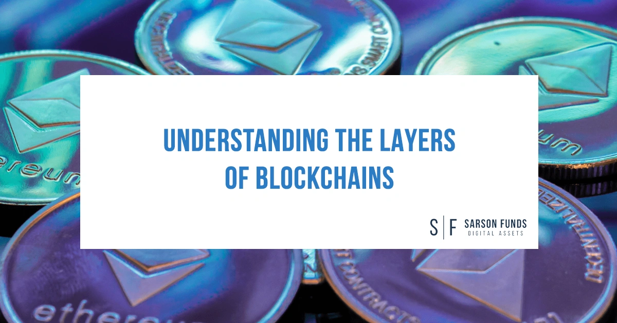 Diagram illustrating the multiple layers of blockchain architecture, including application, consensus, and infrastructure levels.